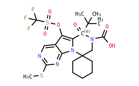 20412 - Spiro[cyclohexane-1,9'(6'H)-pyrazino[1',2':1,5]pyrrolo[2,3-d]pyrimidine]-7'(8'H)-carboxylic acid, 2'-(methylthio)-6'-oxo-5'-[[(trifluoromethyl)sulfonyl]oxy]-, 1,1-dimethylethyl ester | CAS 2170746-98-0